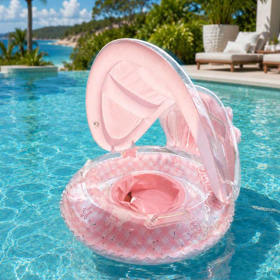 Children's Swim Ring, Children's Inflatable Swim Ring, With Adjustable Sunshade Pool Swim Ring, Children's Inflatable Swim Ring With Handle Seat Swim Ring, Suitable For Children To Use In Pool Beach Summer - Multicolor - View 1