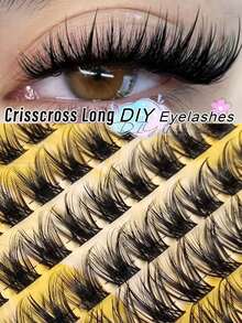 Rikuaild 156pcs DIY Cat Eye Fairy Style Thick Clustered Pointed Personalized False Eyelashes 10-18mm DIY Eyelash Set Beginner Friendly - D - View 1