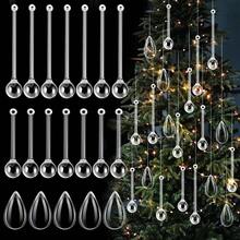 25 st hängande akryl- och kristalldekorationer för bordsdekorationer och ljuskronor, transparenta kristallgarlandsnören med akryltransparenta prismpärl-hängen, lämpliga för julgran, fönster och heminredning - transparent - Visa 6