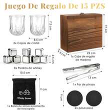 Regalos para Hombre, Juego Vasos para Whisky de Regalo con 2 Vasos de Cristal, 8 Piedras de Acero Inoxidable, Pinzas, 2 Posavaso y Bolsa Portátil, Regalo para Marido, Día del Padre, Cumpleaño - Redondo - Ver 5