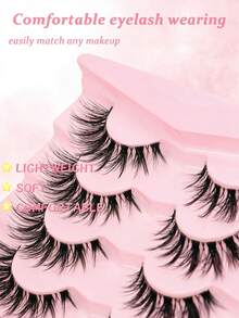 7 Pairs Wispy Fox Eye False Eyelashes, Natural Fluffy Winged Cat Eye Strip Lashes, Light Thin Band Elongated Outer Corner Mink Fake Lashes, Reusable Daily Makeup Eyelashes For Women - View 3