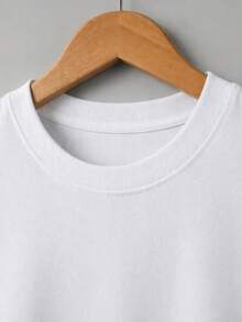 Women's 100% Cotton T-Shirt With Graphic Print - "C'est La Vie" Short Sleeve Crew Neck Casual Top, White With Blue Letters, Regular Fit For Spring And Summer, Women's T-Shirts, Soft Texture T-Shirt, Breathable Fabric, Everyday Top, Relaxed Style, Lightweight T-Shirt - 白色 - 查看 5