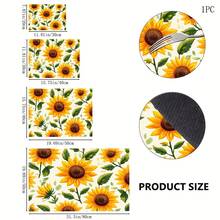 1pc Sunflower Print Kitchen Countertop Mat, Absorbent Quick-Drying Non-Slip Diatom Mud Drain Mat, Coffee Machine Mat, Dish Drying Mat, Country Style Kitchen Decor - Multicolor - View 7