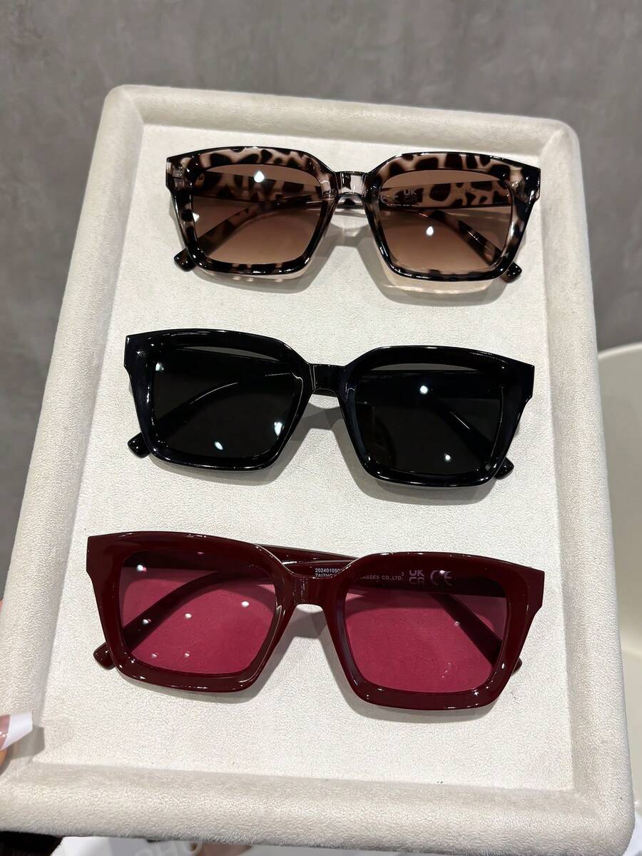 1/2/3 Pairs Women's Vintage Square Sunglasses, Perfect Blend Of Classic And Modern, Suitable For Vacation, Party, Daily Life, Driving, Travel, Fits All Face Shapes - Multicolor - View 1