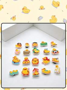 20pcs Yellow Duck Charm Set, Cute Animal Design, Duck Shoe Charms Pendant, Clog Decor, Soft PVC Shoe Pins, Waterproof PVC Material For Shoe Decoration Accessories, Suitable For Beach Bags, Keychains, DIY Parties, Christmas, Valentine's Day, Halloween And Other Occasions - Yellow - View 4