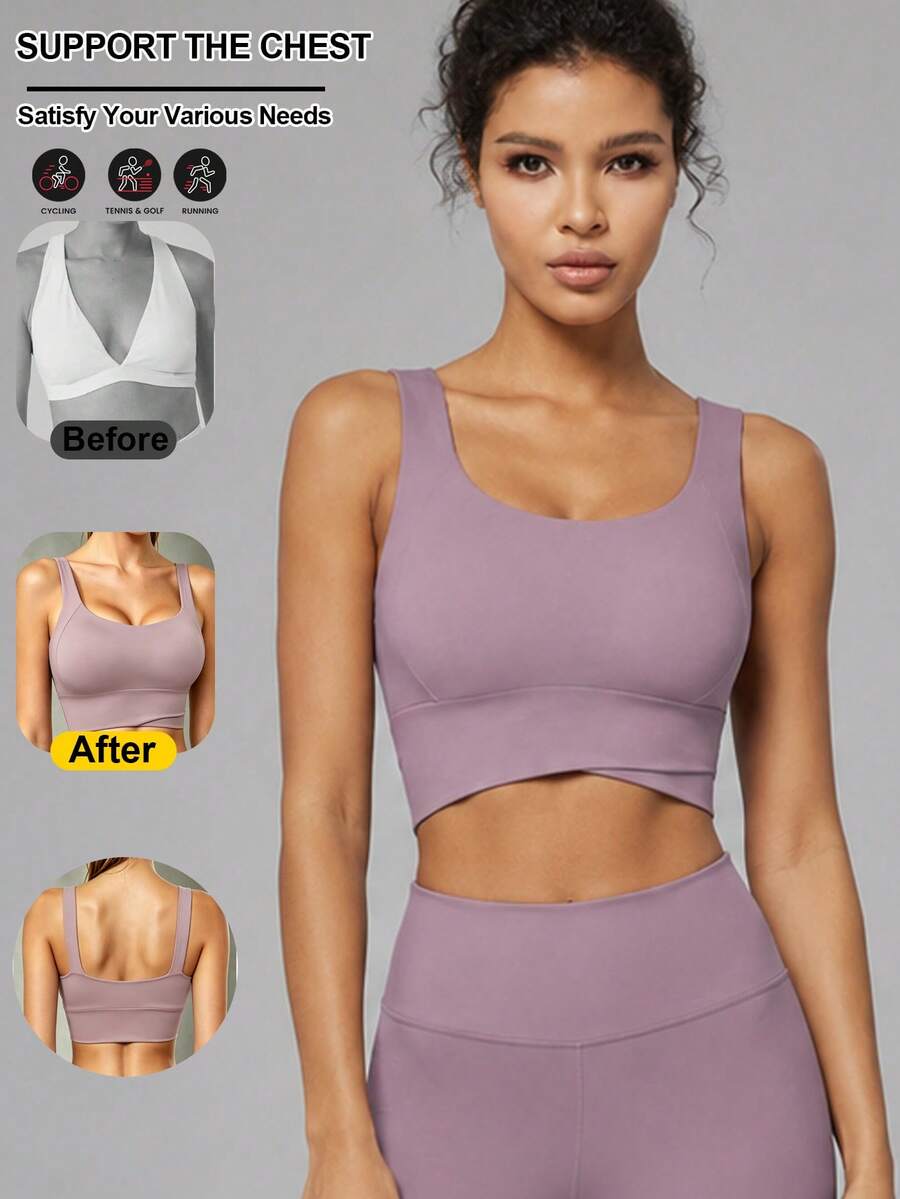 Yoga Tank Tops Breathable Sports Bra With Shockproof And Gathered Function Giving You A Beautiful Back Shape Workout Tank Gym Top - Dusty Purple - View 1