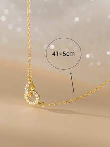 1 buah Kalung Minimalis Mewah dengan Cincin Ganda yang Berkilau, Cocok untuk Pemakaian Sehari-hari, Liburan, dan Pesta Wanita - Yellow Gold - View 6