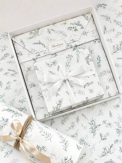 5/15/25/35 Sheets White Background Light Gray Line Drawing Plant Pattern Thin Paper, Suitable For DIY Crafts, Party Gifts, Bouquet Wrapping, Clothing Packaging And Birthday Gift Decoration
