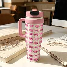 1PC 1000ML Simple Polka Dot, Creative Bow, Stylish Creative Pattern Stainless Steel Insulated Cup, Double Beverage Coffee Cup, Portable Straw Cup, Fashionable Insulated Cup, Suitable For Office/Home, Gift For Family/Friends, Coffee/Milk/Tea - Multicolor - View 8