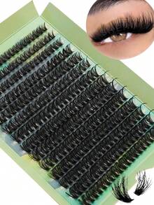 Waloshow 14 Rows 50D 0.05mm Fine Hot Melt Cluster False Eyelashes 9-16mm Mixed Length Faux Mink Hair Eyelash Extensions 3D Russian Volume Single Cluster Eyelashes For Makeup Black Eyelashes Purple Box - DD - View 7