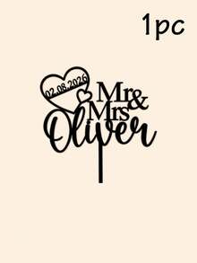 Customized Wedding Cake Topper, Personalized Mr & Mrs Name And Date Decoration, Anniversary Party Centerpiece, Suitable For Bridal Shower, Engagement, Reception Celebration Wedding Gift - Style D - View 10