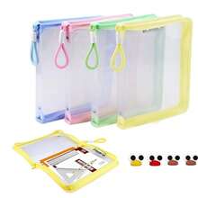 Transparent Waterproof A4 Size Plastic Folder With Zipper, Multi-Functional Document Bag For Files, Letters, Books And Souvenirs, Office Supplies - Multicolor - View 1