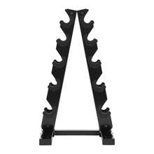 Soporte para mancuernas en forma de A de 5 niveles, acero recubierto negro, capacidad máx. 100 kg, independiente para 5 pares de mancuernas, gimnasio en casa - Negro - Ver 12