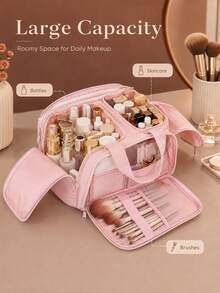Multi-Functional Extra Large Capacity 4-Compartment Makeup Bag, Portable Travel Cosmetic Organizer Bag That Fits In Suitcase - 4-opening Makeup Organizer Bag - View 4