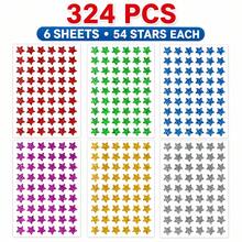 324pcs/6 Sheets Colorful Laser Shiny Glitter Dot Stickers, 6 Color Style Colorful Stickers, Perfect For Office, Student Classroom, Gift Packaging - Pentagram - View 11