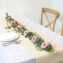 1pc 1.8m Artificial Rose Vine With Green Leaves, Fake Flower Garland For Room, Party, Home, Wedding, Birthday, Christmas Wall, Arch Decoration, Spring Red Flowers - Pinkish White - View 10