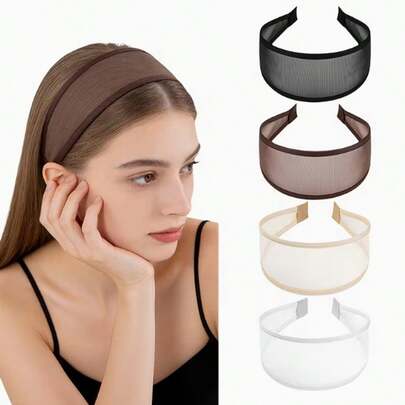 1pc Fashion Mesh Breathable Wide Headband Solid Color Net Surface Premium Daily Versatile Hair Accessory For Women