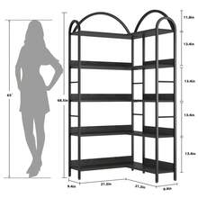 Estantería esquinera tipo L con arco – Librero industrial de 5 niveles – Marco metálico estable y estante amplio – Ideal para oficina, sala o dormitorio – Independiente, fácil de colocar - Negro - Ver 8