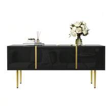 White Lacquered Coffee Table, Modern And Sleek, With 2 Drawers - 黑色 - 查看 12