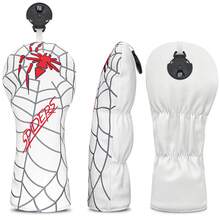 1pc White Golf Club Protector Headcover, Dustproof Scratch Resistant Golf Accessory For Men Women, Premium Gift For Golfers, Compatible With Driver, Fairway Wood, Hybrid, Cool Spider Web & Red Spider Pattern - Multicolor - View 10