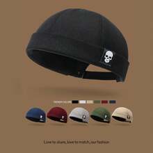 1pc Skull Graphic Baseball Cap, Minimalist Solid Color, Adjustable, Suitable For Outings, Shopping, Parties, And Versatile - A - View 8