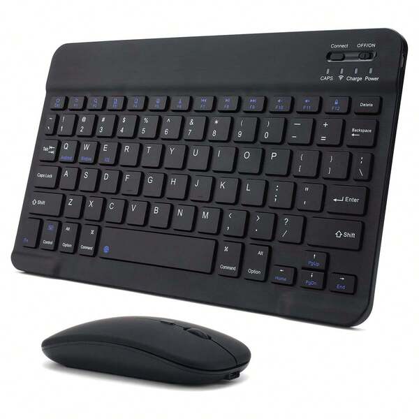 Bluetooth Wireless Keyboard And Mouse Combo, Ultra-Slim Ergonomic Rechargeable Bluetooth Keyboard And Mouse Set For Apple Pad, Phone, Sumsung Tablet, Android, PC, Mac0, And Smartphone (Blue)