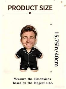 Customized Pajama Style Face Pillow, Personalized Photo Human-Shaped Cushion, Unique Personalized Commemorative Gift, Exclusive Customized Gift For Couples, Surprise Gift For Boyfriend, Husband, Family; Suitable For Birthday, Valentine's Day, Anniversary, Christmas, Halloween, Thanksgiving Gifting Occasions - Black - View 13