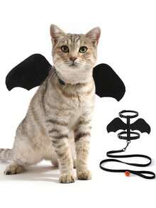 Funny Pet I-Shaped Bat Wing Leash Costume, Cat & Dog Harness And Leash Set, Suitable For Daily Outings And Halloween Dress-Up - Multicolor - View 6