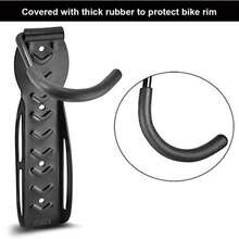 Soporte de pared para bicicleta Dirza para cochera, sistema de almacenamiento vertical para cobertizo de bicicleta fácil de colgar/desmontar resistente soporta hasta 65 libras con tornillos, color negro - Multicolor - Ver 6