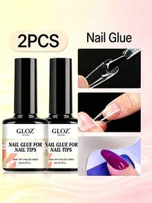 GLOZ 2件裝超強力美甲膠，適用於壓克力指甲、美甲貼片、穿戴式假指甲，沙龍級刷塗式美甲膠，易塗抹、持久 - 無色 - 查看 9
