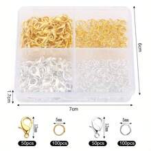 WGRXIRANYKM 300Pcs/Box Jewelry Making Kit Lobster Clasps & Jump Rings With Storage Box For DIY Chain Necklace Bracelet Supplies Connect - Multicolor - View 2