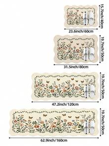 1pc Floral Pattern Runner Rug, Area Rug For Kitchen, Bathroom, Outdoor, Indoor, Bedroom, Living Room, Bedside, Decorative Rug, Machine Washable, Easy To Clean, Non-Slip Backing, Entryway Mat, Bedroom Bathroom Decor Rug - Multicolor - View 2