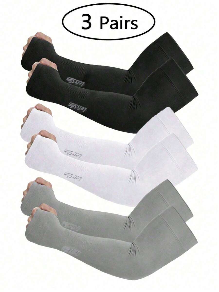 1/3pcs Unisex Sun Protection Cooling Arm Sleeve Set. Compression Arm Sleeves Suitable For Football, Golf And Volleyball Sports. UV Protection. Can Cover Tattoos. Also Suitable For Gardening And Other Activities. - Multicolor - View 1