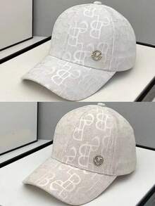 品牌水鑽M Logo棒球帽，女款休閒遮陽帽，字母刺繡，聚酯纖維面料，透氣防紫外線 - 帽子 - 查看 18