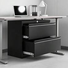 2-Drawer File Cabinet with Lock, Metal Lateral Filing Cabinets for Letter/Legal Size Documents, Heavy Duty File Storage for Home Office, Black - negro - Ver 1