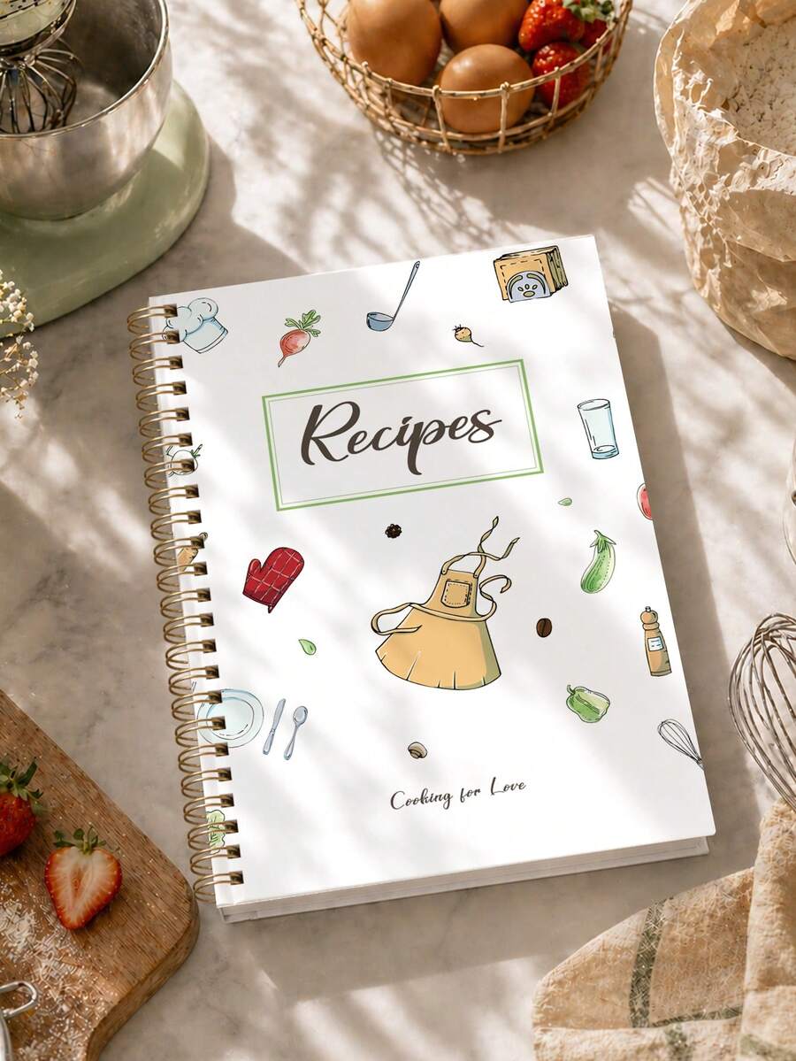 1pc Recipe Journal For Kitchen Essentials, 196 Sheets/88 Pages, A5 Kitchen Recipe Organizer For Home Cooking, Family Recipes, Meal Prep & Gift Giving Back To School Supplies Gifts For Men Women - A - View 1
