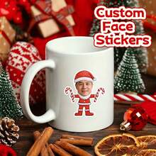 Customized Christmas Face Stickers - Personalized Face Photo - 20/50pcs Santa Claus Pattern Merry Christmas Stickers - Self-Adhesive Photo Gift Labels, Suitable For Holiday Gifts, Envelopes, Christmas Card Labels - Multicolor - View 6