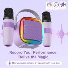 Portable Karaoke Set With 2 Wireless Microphones, Multiple Playback Modes, 5 Sound Effects, Record & Playback Function, Lightweight & Easy To Carry, Ideal For Party, Birthday, Halloween And Christmas - Multicolor - View 6