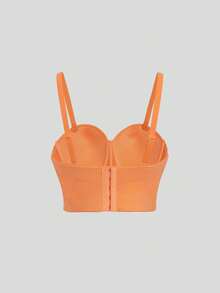Fashion Vacation Style Handmade Pearl Best-Seller Versatile Fishbone Shaping Camisole Top For Women - Orange - View 6