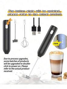 1个二合一电动奶泡器，手持式，带不锈钢打蛋器和蛋黄分离器 - USB充电，3档可调速，迷你搅拌机，饮品搅拌器，适用于咖啡、拿铁、卡布奇诺、蛋糕、热巧克力 | 便携式，可打发奶油、打蛋、混合食材，塑料材质，锂电池供电，厨房工具 - 彩色 - 查看 13