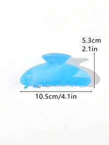 6pcs Blue Marble Gradient Half-Moon Hair Claws, Half-Up Ponytail Clips, Gentle Travel & Shopping Hair Accessories - Multicolor - View 3
