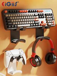 EIGIIS Wall-Mounted Game Controller And Headphone Holder, Designed For Gamer Home Game Room Decor, Suitable For Computer Headphones, Desktop, Wall, Provides Stable Support And Saves Space - View 1