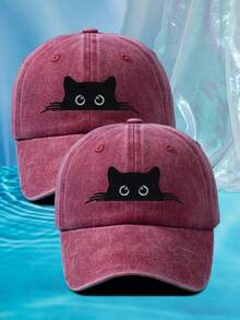 1 buah Topi Baseball Wanita Motif Kucing Bordir Personalisasi Pelindung Matahari Lembut Cocok untuk Semua Musim Ukuran Dapat Disesuaikan Warna Polos Gaya Retro Jalanan Warna-warni Cocok untuk Pemakaian Sehari-hari dan Sebagai Hadiah - B - View 28