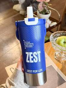 Large Capacity Sports Water Bottle, Dual-Drinking Lid Design, Straw And Direct Sip Dual Use, Portable Handle, Non-Slip Textured Grip, Reusable Outdoor Water Bottle, Suitable For Gym, Hiking, Camping, Cycling, Travel, School, Workout And Daily Hydration - Multicolor - View 1
