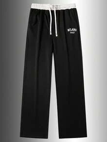 Women's Spring/Autumn Soft Comfortable Breathable Casual Street Style Running Fitness Straight Leg Sweatpants Joggers - Black - View 7