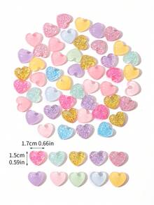 Multicolor Glitter Heart Flatback Slime 3D Charms Bulk For DIY Scrapbooking, Hair Pins, Phone Case,Clips Etc. Crystal Ice Design Flatback Cabochons - Glitter Heart - View 5