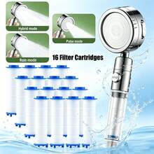 3-Mode Filter Boost Handheld Shower Set|One-Click Stop + 16 Replacement Cartridges|Home Water Purifying Beauty Shower Head|High Flow Bath Sprayer (For Shower Use Only) - Filtered Version - View 2