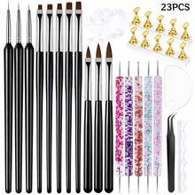 23PCS Nail Art Tool Kit With Various Brushes, Dotting Pens, Nail Display Stands And Accessories, Perfect For Watercolor, Floral And Other Nail Art Styles - Multicolor - View 1