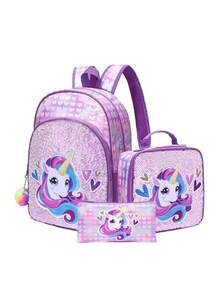 Sequin Unicorn Backpack, 3pcs Mermaid Backpack Set, Best Back To School Gift, 16 Inch Student Shoulder Bag, Pencil Case - Multicolor - View 17