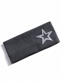 1pc Women's Rhinestone Pentagram Ribbed Solid Color Casual Outdoor Headband, Fashionable Versatile Daily Street Hair Accessory - Multicolor - View 26